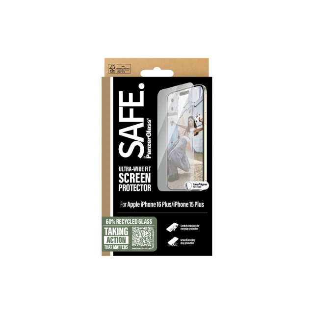 Захисне скло PanzerGlass SAFE Ultra-Wide Fit для iPhone 16 Plus (5715685002632)
