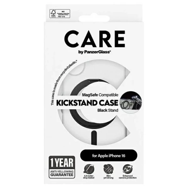 Чохол PanzerGlass Feature Kickstand Case для iPhone 16 Black with MagSafe (1321)