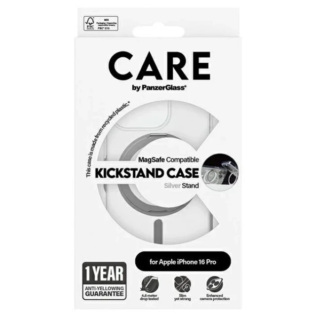 Чохол PanzerGlass Feature Kickstand Case для iPhone 16 Pro Silver with MagSafe (1326)