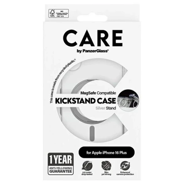 Чехол PanzerGlass Feature Kickstand Case для iPhone 16 Plus Silver with MagSafe (1327)