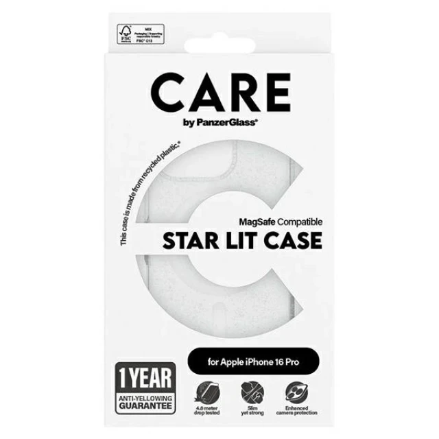 Чохол CARE by PanzerGlass Flagship Star Lit Case для iPhone 16 Pro White with MagSafe (1342)