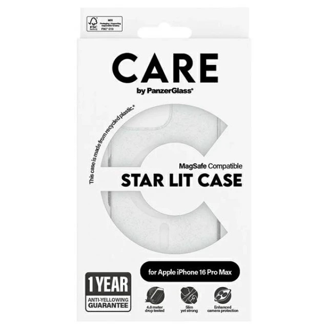 Чохол PanzerGlass CARE Flagship Star Lit Case для iPhone 16 Pro Max White with MagSafe (1344)