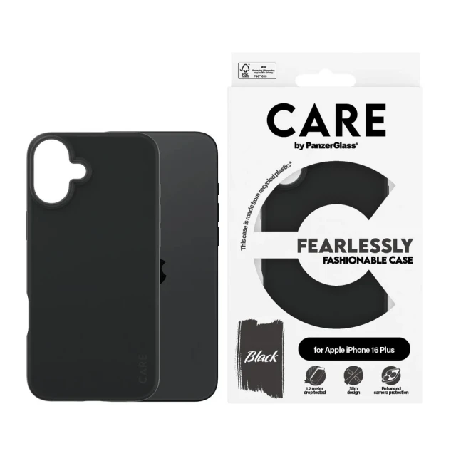 Чохол CARE by PanzerGlass Fashion iPhone 16 Plus Black (5715685004612)