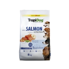 Сухой корм для собак мелких пород Tropidog Premium Adult Small Breeds с лососем и рисом 8 кг (5900469571279)