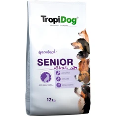 Сухой корм для собак Tropidog пожилого возраста Premium Senior с индейкой и рисом 12 кг (5900469573198)