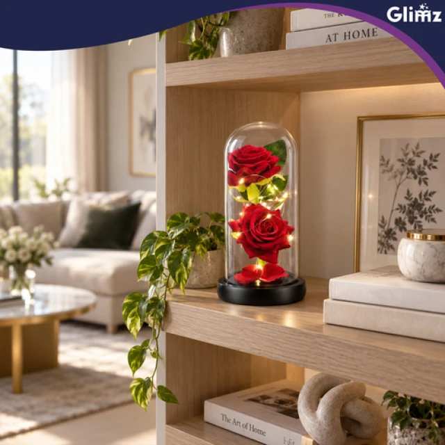 Троянда світлодіодна у скляній вазі Glimz 22 см Red (5900779910232)