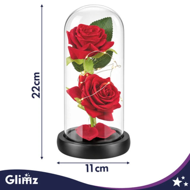Троянда світлодіодна у скляній вазі Glimz 22 см Red (5900779910232)