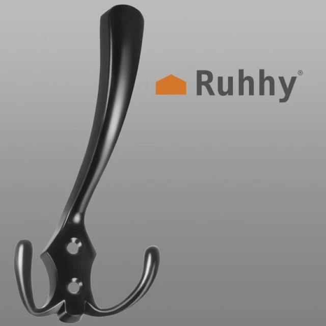 Вішалка настінна потрійна Ruhhy Black 5 шт (5900779939455)