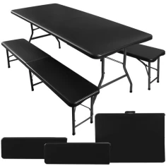 Садовий стіл складаний Gardlov 180 см + 2 лавки Black (5900779940239)