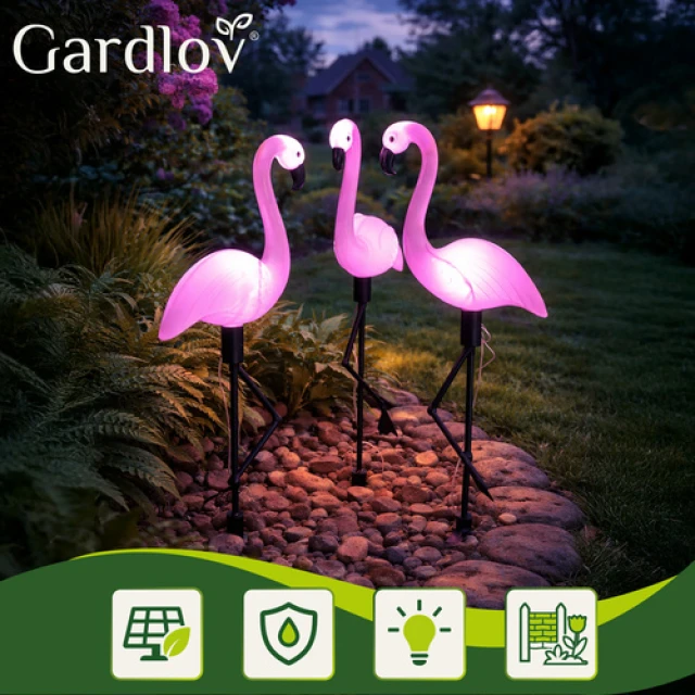 Садовий світильник сонячний Фламінго Gardlov 3 шт (5900779942844)