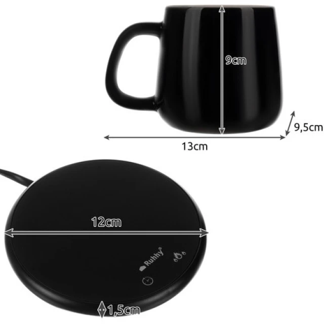 Підігрівач для кружки Ruhhy 22125 з кружкою Black (5900779944190)