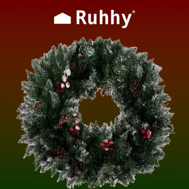 Венок новогодний декоративный Ruhhy заснеженный (5900779944787)