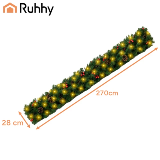 Гірлянда ялинкова Ruhhy з LED підсвічуванням 270 см товщина 29 см (5900779944978)