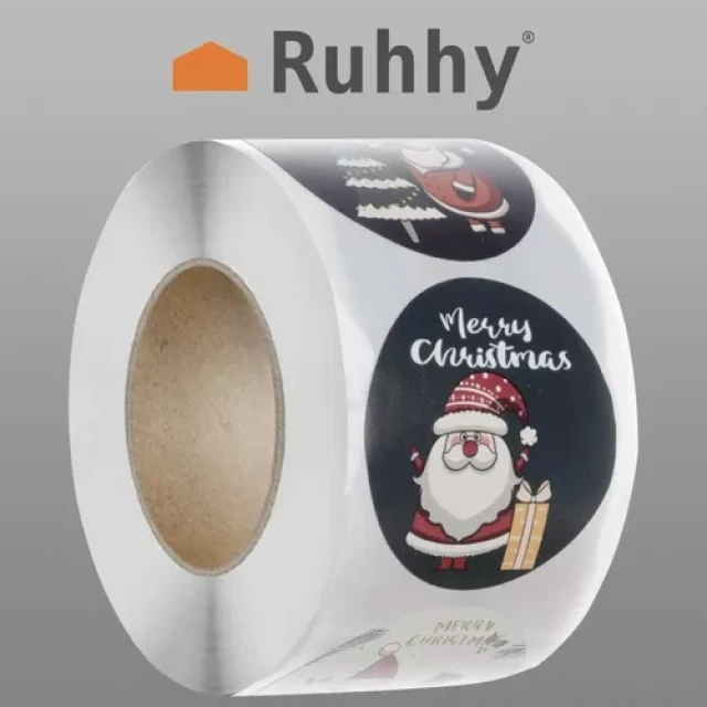 Наклейки новорічні на ролику Ruhhy 500 шт (5900779945005)