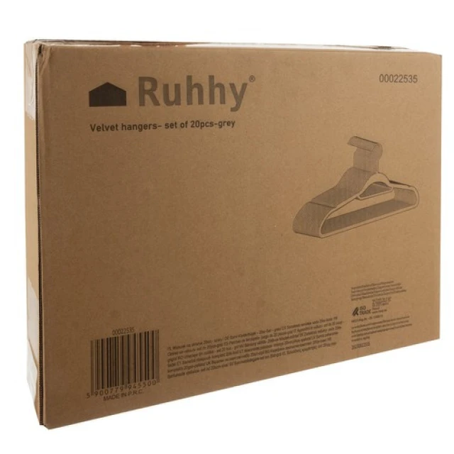 Вішалки для одягу велюрові Ruhhy 20 шт Grey (5900779945500)