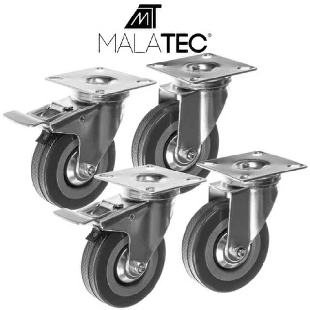 Набір коліс поворотних Malatec 75 мм з гальмом 4 шт (5900779946538)