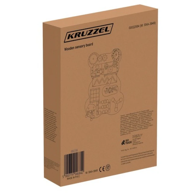 Развивающая доска-бизиборд Медвежонок Kruzzel 10 в 1 (5900779946842)