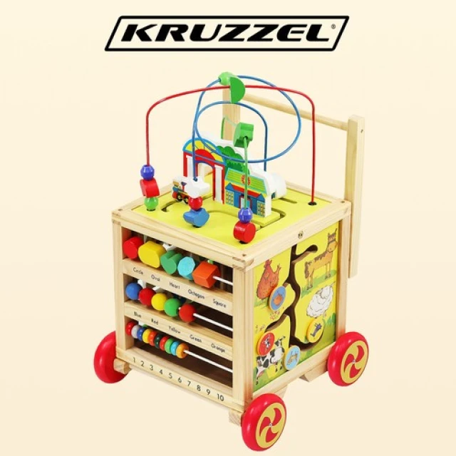 Дерев'яні ходунки-каталка з розвиваючим кубом Kruzzel (5900779946972)