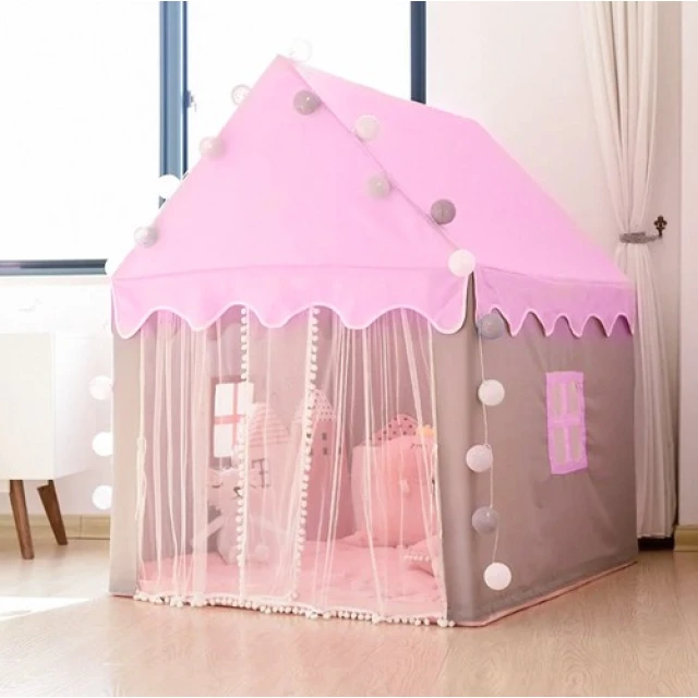 Намет для дітей зі світлодіодними вогниками Kruzzel Pink (5900779947283)