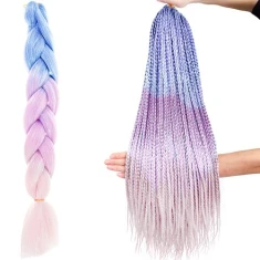 Синтетичні коси для волосся омбре Soulima Dark Blue + Purple - Pink (5900779949591)