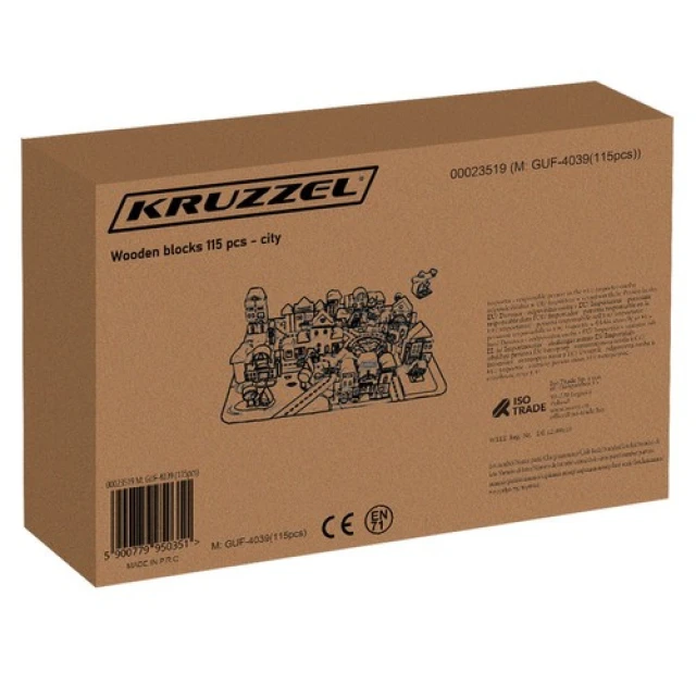 Конструктор дерев'яний Місто Kruzzel 115 деталей + килимок-пазл (5900779950351)