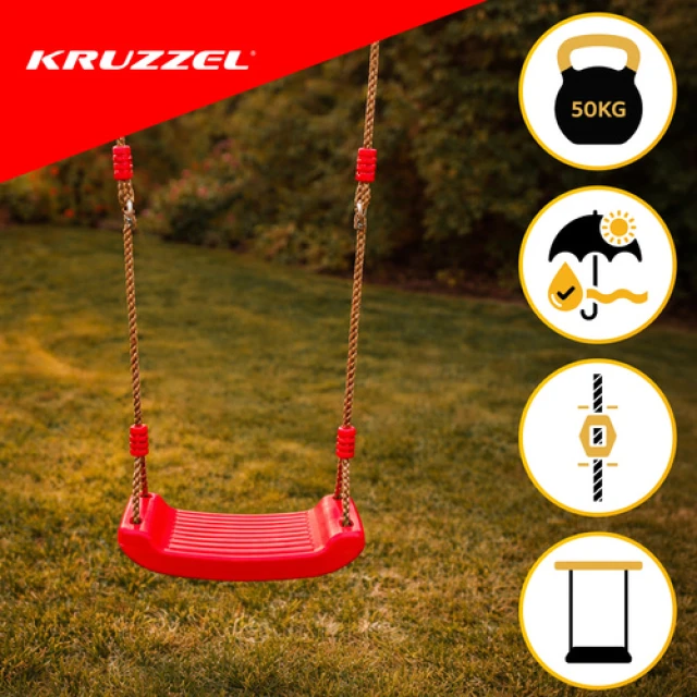 Гойдалка дитяча профільоване сидіння Kruzzel Red (5900779950603)