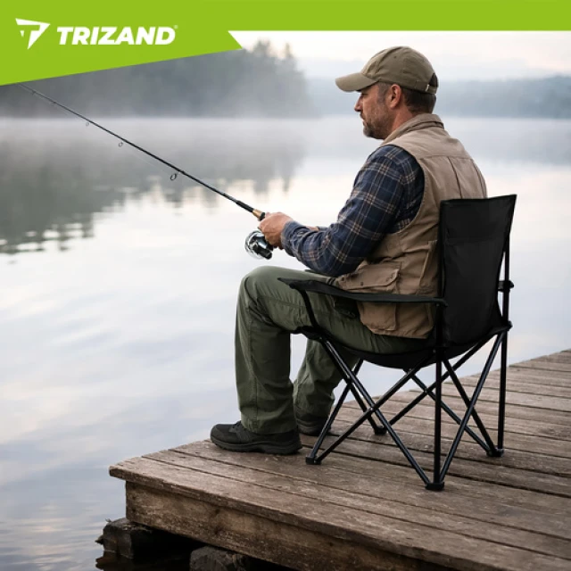 Крісло рибальське складне з підлокітниками Trizand Black (5900779951037)