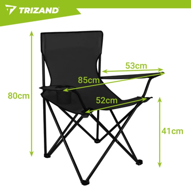 Крісло рибальське складне з підлокітниками Trizand Black (5900779951037)