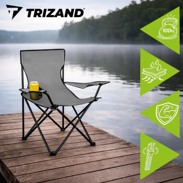Крісло рибальське складне з підлокітниками Trizand Grey (5900779951051)