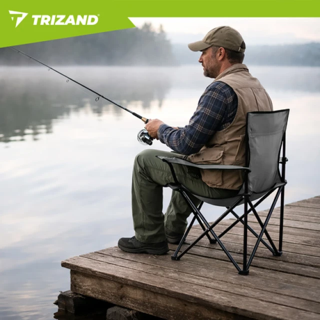 Крісло рибальське складне з підлокітниками Trizand Grey (5900779951051)