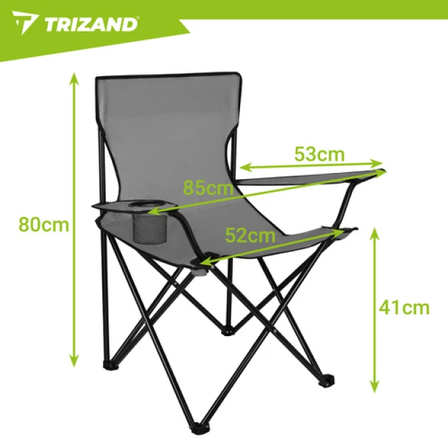 Крісло рибальське складне з підлокітниками Trizand Grey (5900779951051)