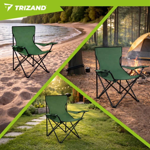 Крісло рибальське складне з підлокітниками Trizand Green (5900779951068)
