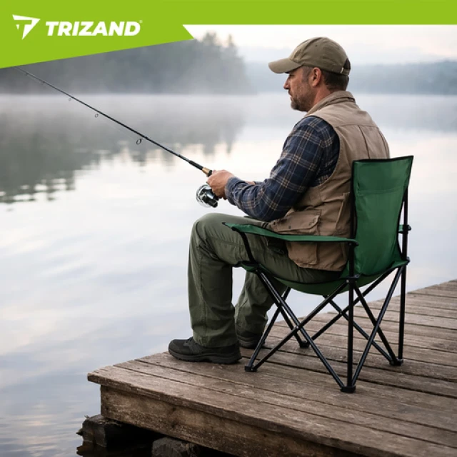 Крісло рибальське складне з підлокітниками Trizand Green (5900779951068)