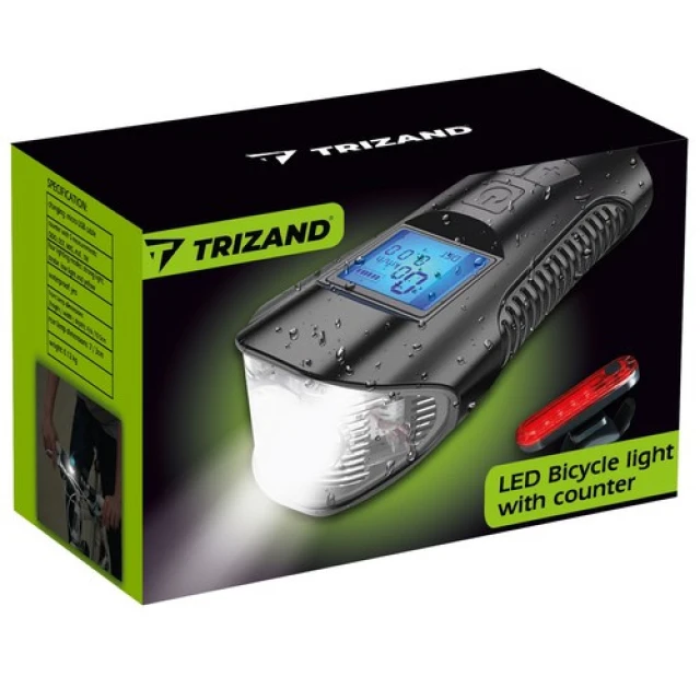 Ліхтар велосипедний Trizand LED зі спідометром 23680 (5900779951099)