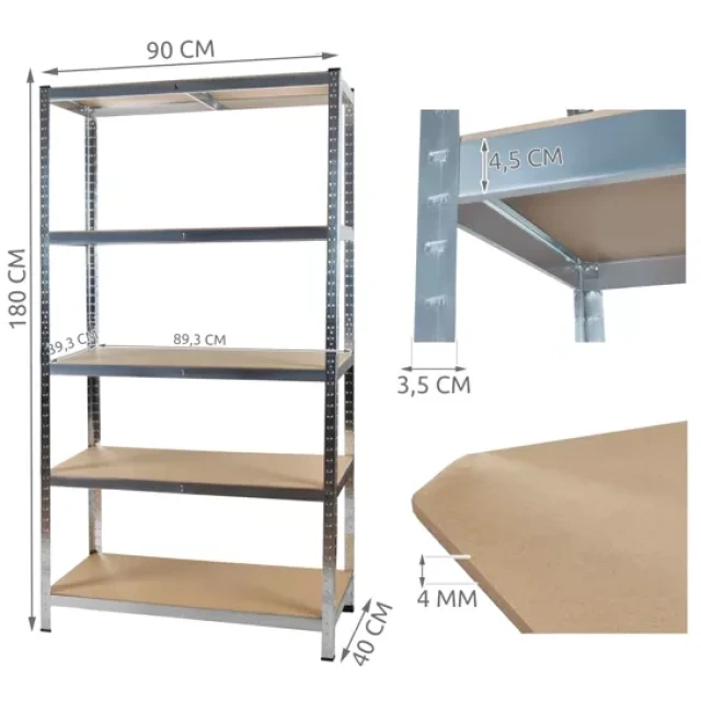 Стелаж складський Malatec 180x90x40 см 5 полиць 875 кг (5900779951372)