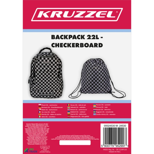 Рюкзак Kruzzel 22 л з сумкою Шахівниця (5900779952997)