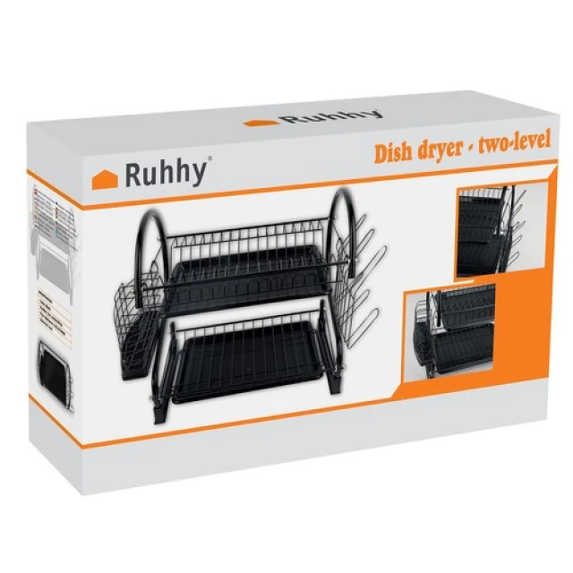 Сушарка для посуду дворівнева Ruhhy Black (5900779953369)