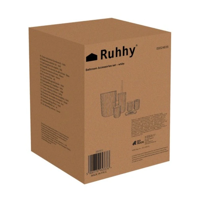 Набор аксессуаров для ванной комнаты Ruhhy 6 предметов White (5900779953376)