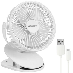 Портативний вентилятор з кліпсою Ruhhy 1200 мАч USB-C White (5900779955738)