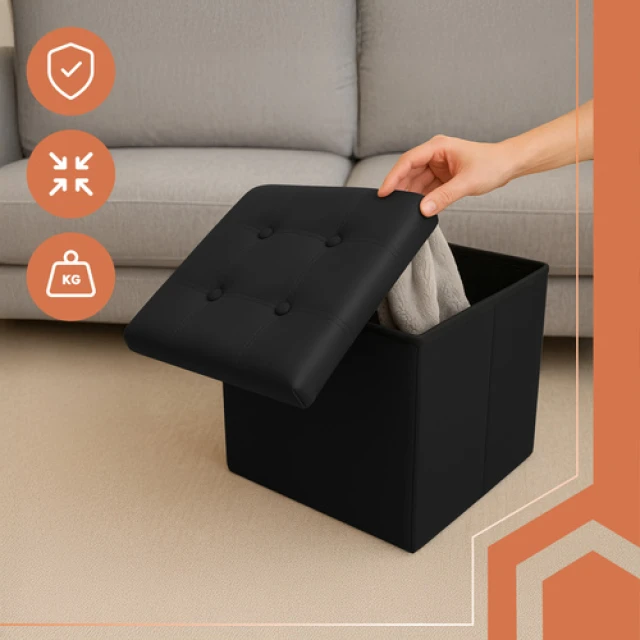 Пуф складаний Ruhhy 25779 з місцем для зберігання 39 л Black (5900779956322)