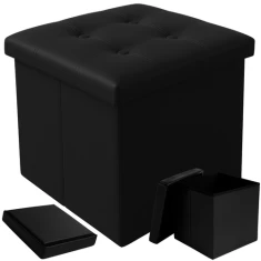 Пуф складаний Ruhhy 25779 з місцем для зберігання 39 л Black (5900779956322)