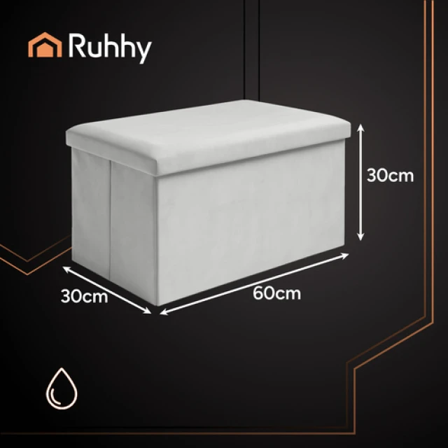 Пуф оксамитовий складаний з місцем для зберігання Ruhhy 60x30x30 см 54 л Grey (5900779956872)