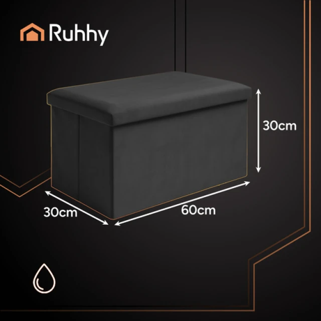 Пуф оксамитовий складаний з місцем для зберігання Ruhhy 60x30x30 см 54 л Black (5900779956889)