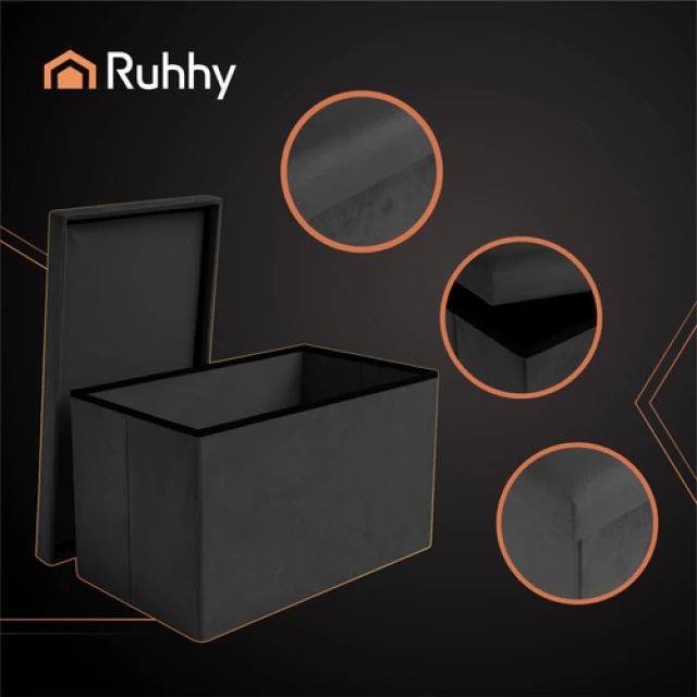Пуф оксамитовий складаний з місцем для зберігання Ruhhy 60x30x30 см 54 л Black (5900779956889)