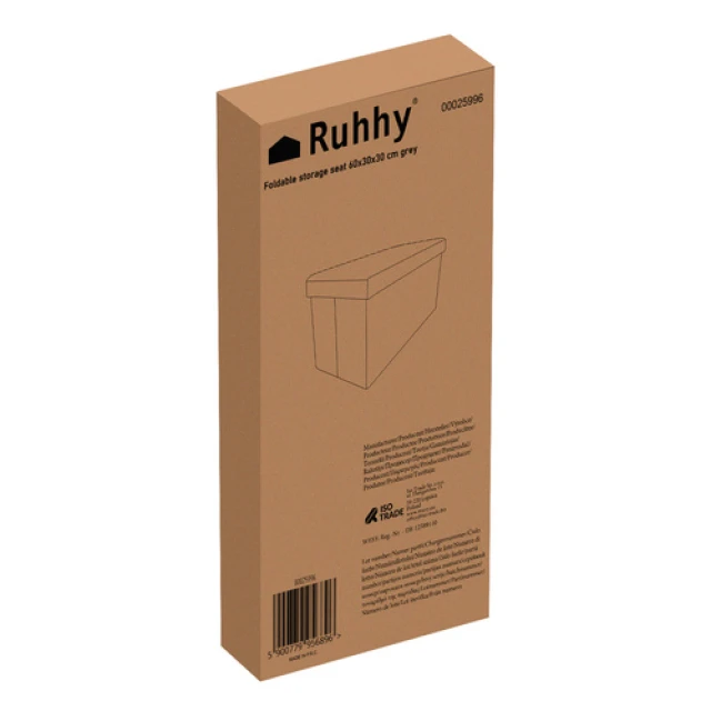 Пуф складаний з місцем для зберігання Ruhhy 60x30x30 см 54 л Grey (5900779956896)