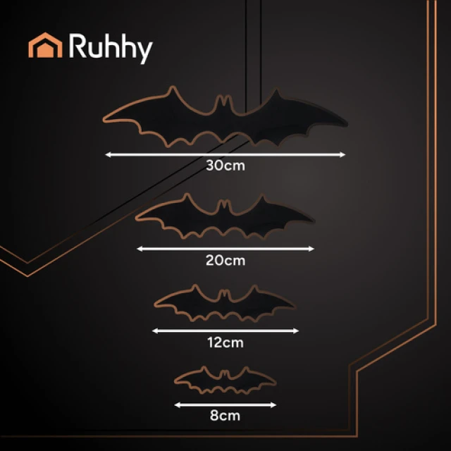 Наклейки декоративні Ruhhy 3D Кажани 56 шт Black (5900779956940)
