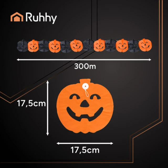 Гірлянда гарбузи паперова Ruhhy 3 м Orange (5900779956988)