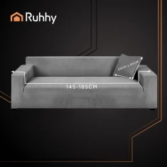 Чохол на диван еластичний оксамитовий Ruhhy 145-185 см Dark Grey (5900779957022)