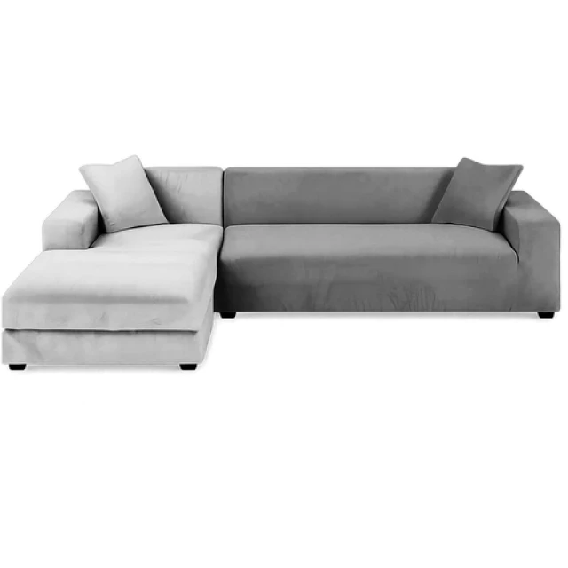 Чохол на диван еластичний оксамитовий Ruhhy 145-185 см Dark Grey (5900779957022)