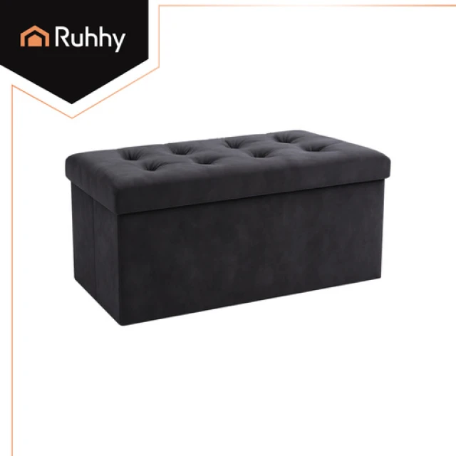 Пуф бархатный с отделением для хранения Ruhhy 76x38x38 см Gray (5900779957619)